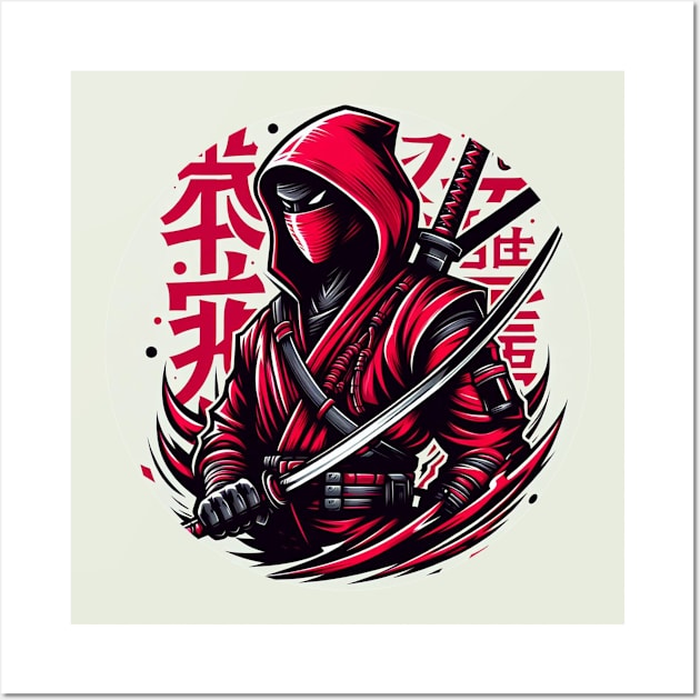 Red ninja Wall Art by D'Sulung